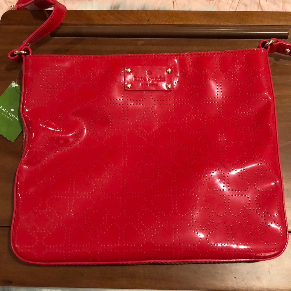 Red Kate Spade Purse w/hearts - Picture 1 of 1